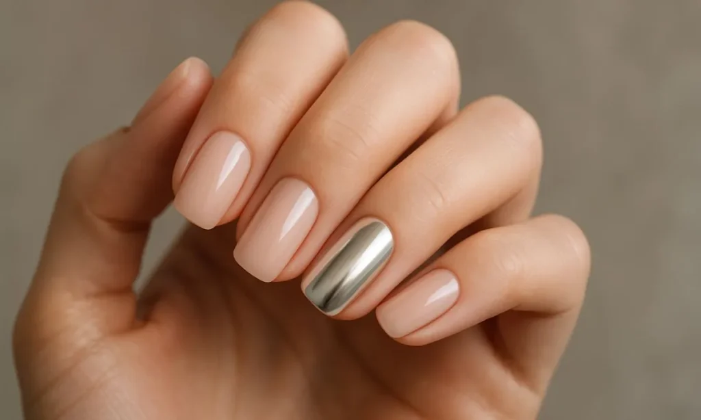 chrome accent nail chrome accent nail