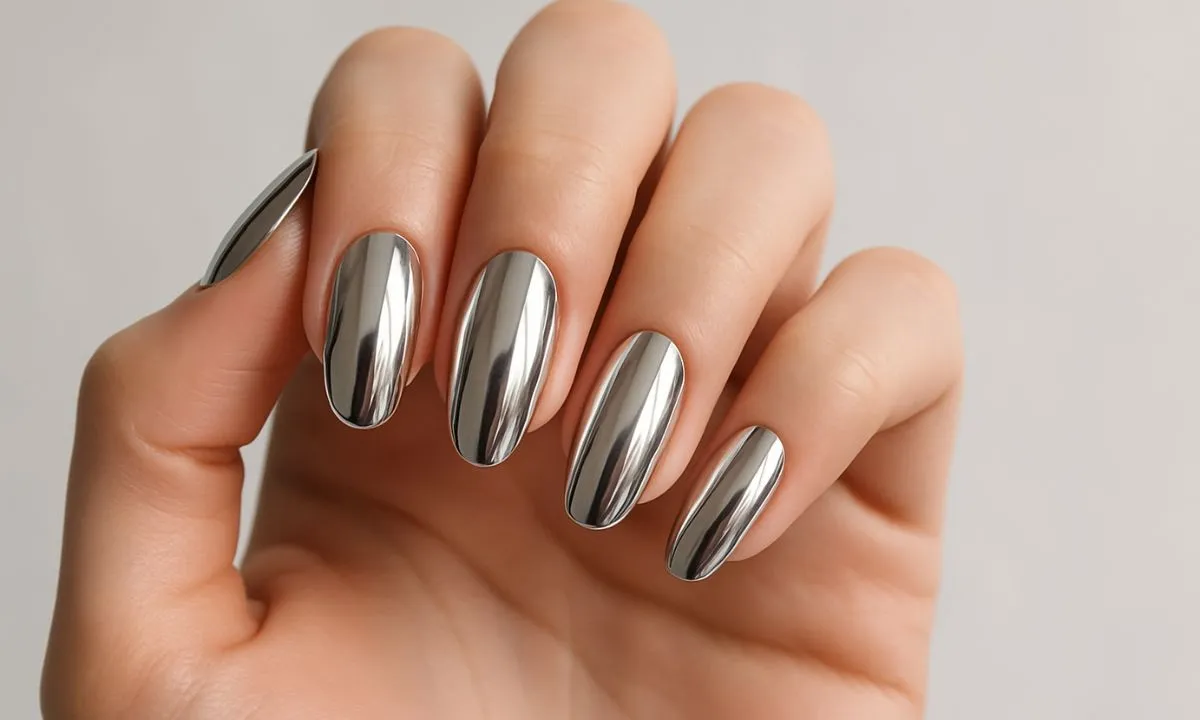 neutral chrome nails